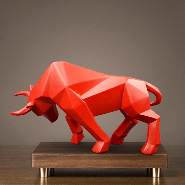 Vermelho/azul touro escultura cerâmica artesanato animal decoração de mesa  ornamentos gabinete tv mobiliário moderno decoração pintada estátua de touro  - AliExpress