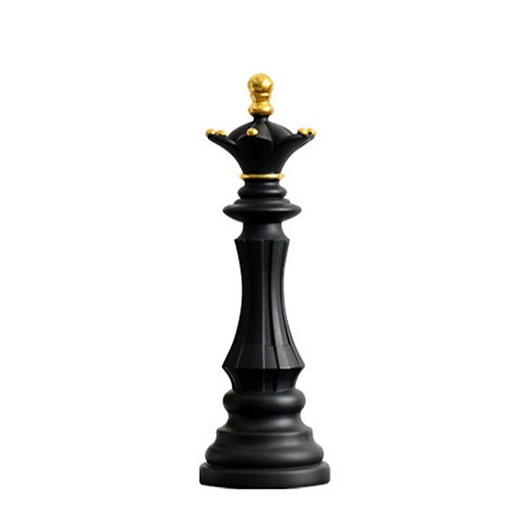 Escultura Decorativa em Resina Rei Xadrez 37x12cm – Preto – Home Boss