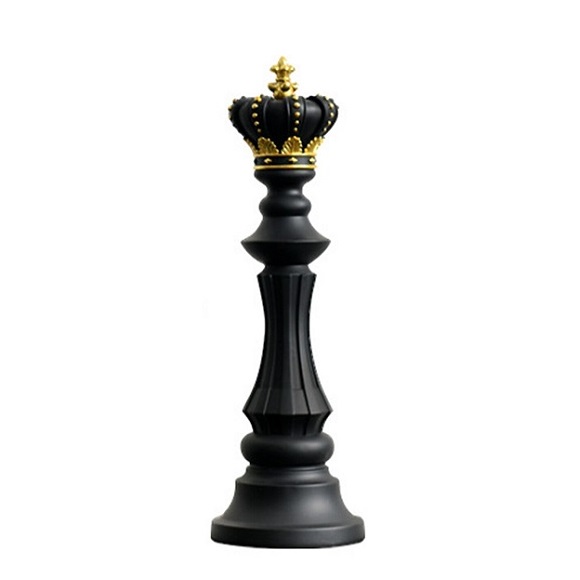 Escultura Decorativa em Resina Rei Xadrez 37x12cm – Preto – Home Boss